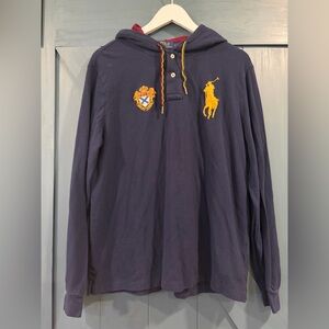 Polo Ralph Lauren men's Big Pony Crest hoodie in a navy blue cotton blend Sz Lg